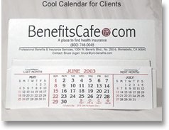 Benefits Cafe branded desk calendar